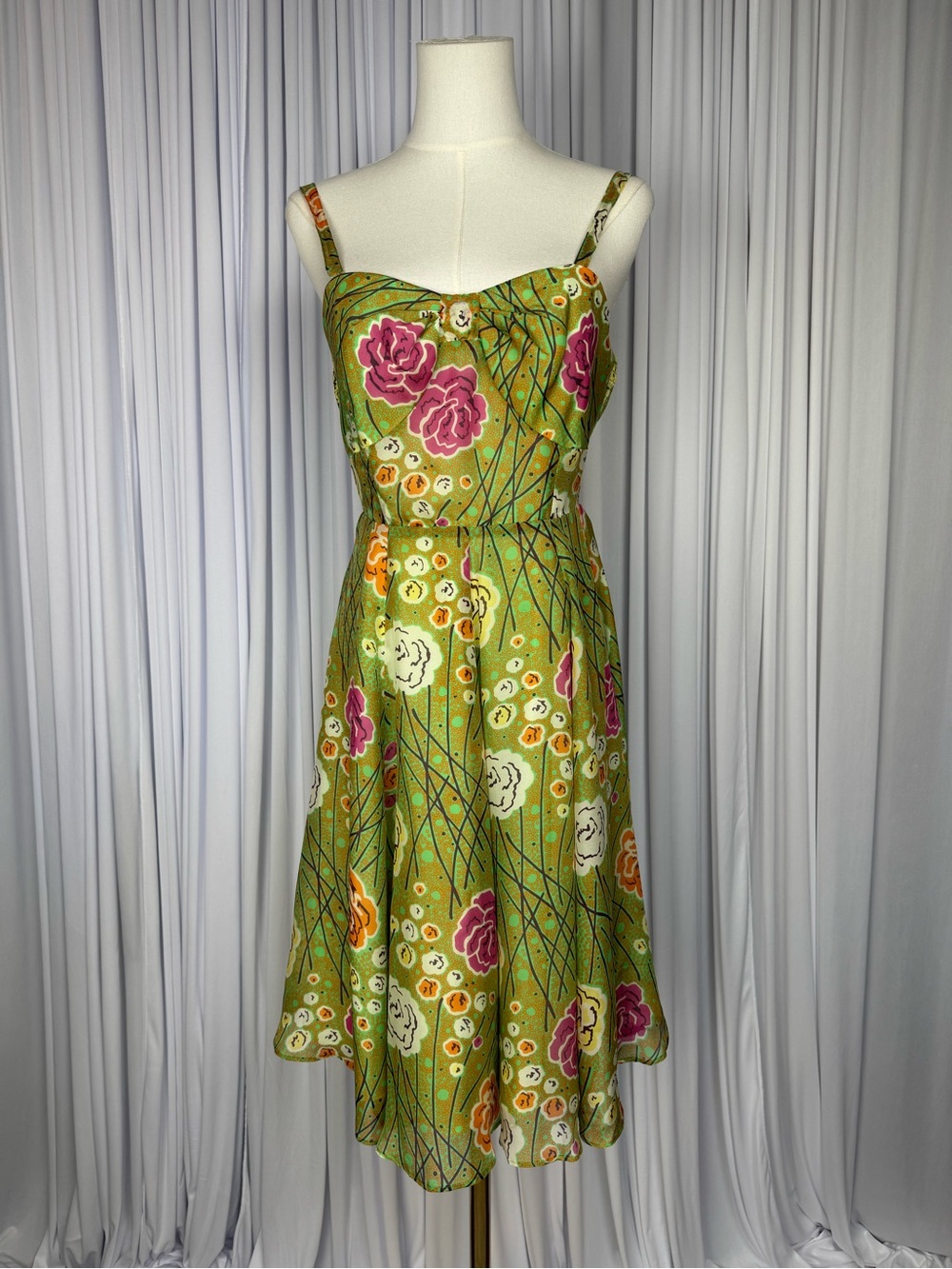 Anthropologie Girls from Savoy Retro-Inspired 100% Silk Sundress Size 4